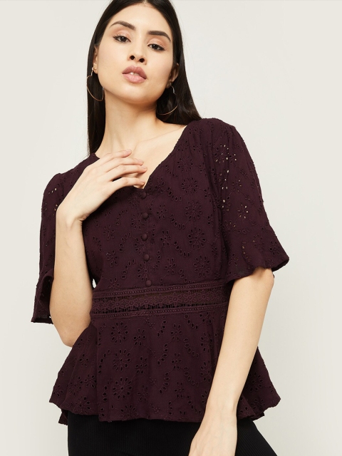 

CODE by Lifestyle Burgundy Peplum Top