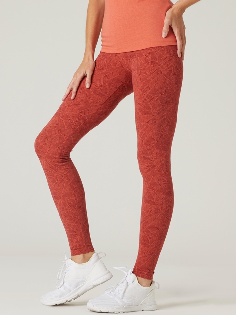

NYAMBA By Decathlon Women Orange Fitness Cotton Fit+ Tights
