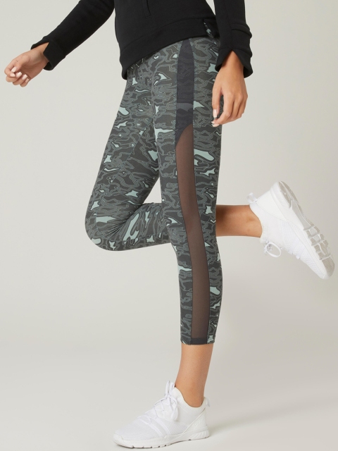 

NYAMBA By Decathlon Women Green Printed Cotton Fitness Leggings