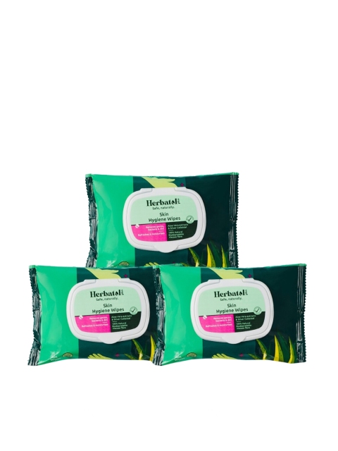 

Herbatol Plus Pack of 3 Sanitizing Wet Wipes for Face and Body, Transparent
