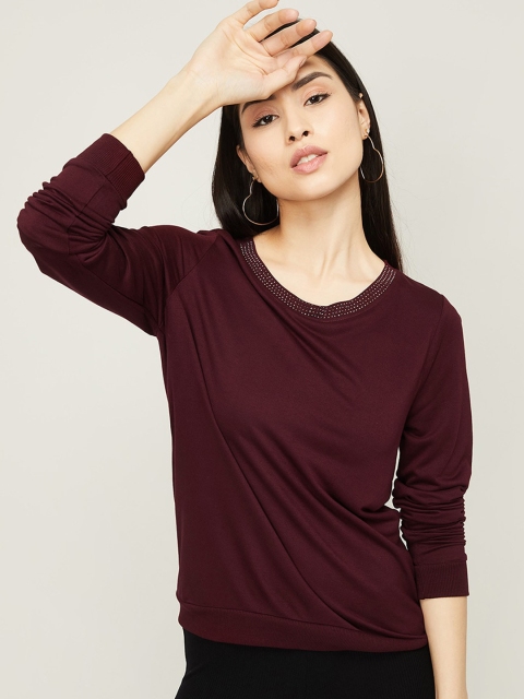 

Fame Forever by Lifestyle Women Burgundy Cotton Sweatshirt