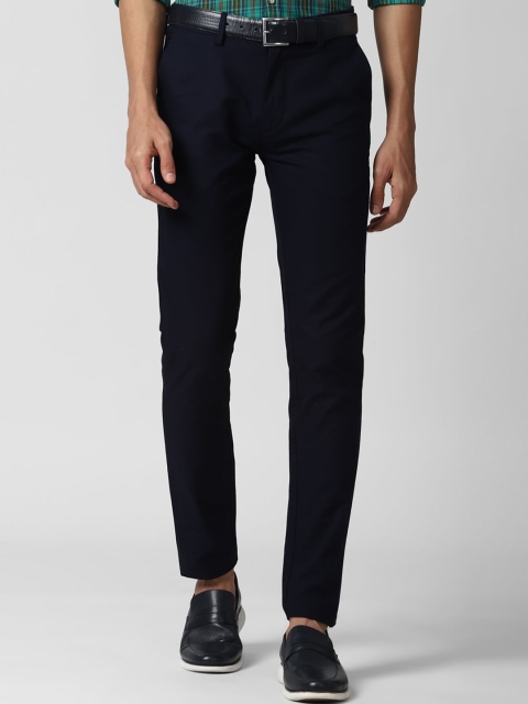 

Peter England Casuals Men Navy Blue Slim Fit Pure Cotton Trousers