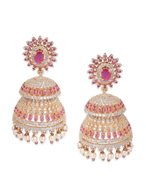 

Rubans Gold-Toned Dome Shaped Jhumkas Earrings