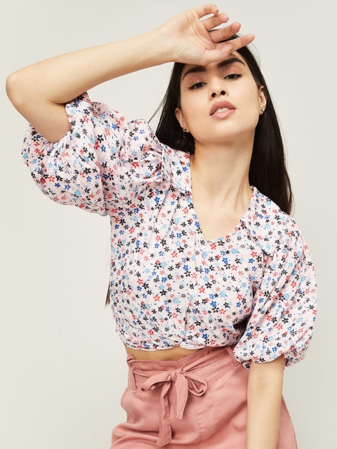 

Ginger by Lifestyle Pink Floral Blouson Top