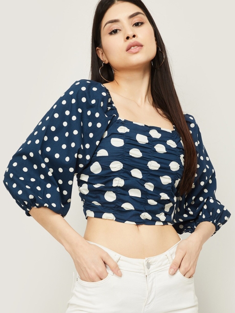 

Ginger by Lifestyle Teal Sweetheart Neck Regular Crop Top