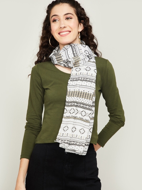 

Ginger by Lifestyle Women Off White & Black Printed Stole