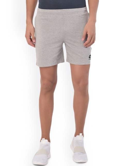 

Lotto Men Grey Solid Mid Rise Regular Fit Cotton Sports Shorts