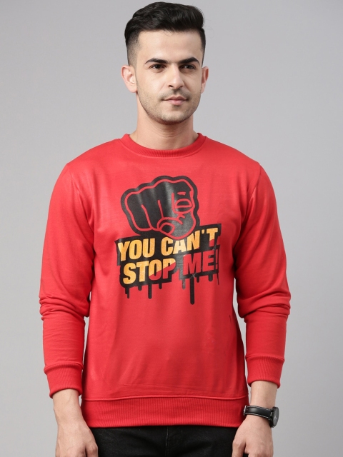 

Bushirt Men Red Printed Pure Cotton Sweatshirt