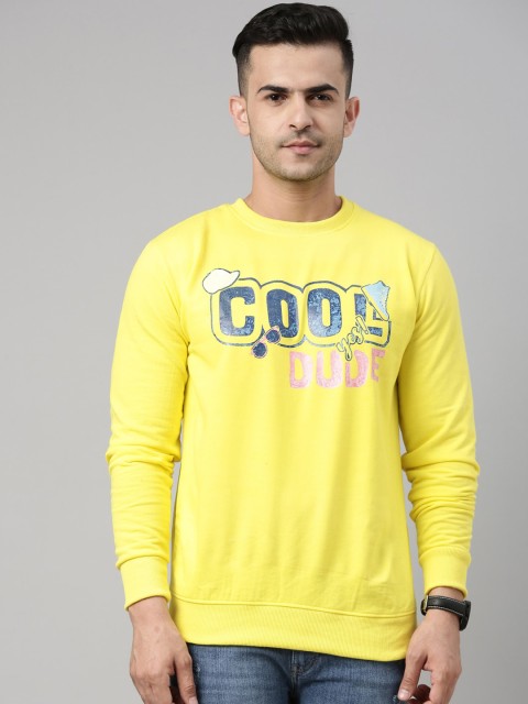 

Bushirt Men Yellow Printed Pure Cotton Sweatshirt