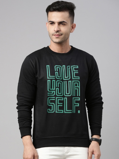 

Bushirt Men Black Printed Pure Cotton Sweatshirt