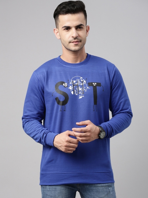 

Bushirt Men Blue Printed Pure Cotton Sweatshirt