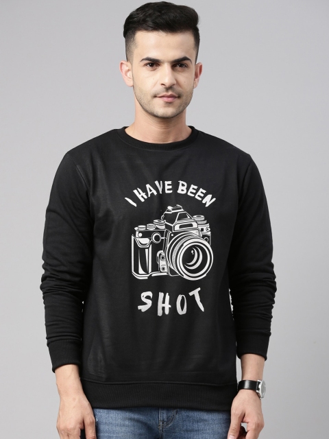 

Bushirt Men Black Printed Pure Cotton Sweatshirt