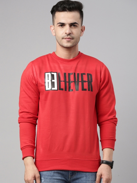 

Bushirt Men Red Printed Pure Cotton Sweatshirt