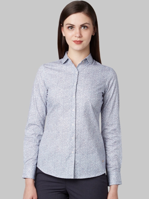 

Park Avenue Woman White Opaque Printed Casual Shirt