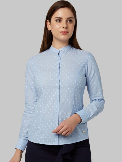

Park Avenue Woman Blue Opaque Casual Shirt