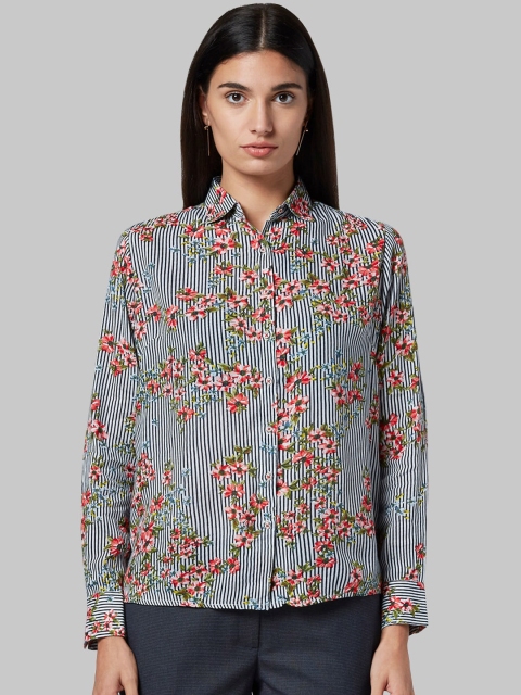 

Park Avenue Woman Women Blue Floral Opaque Printed Casual Shirt
