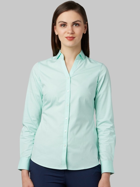 

Park Avenue Woman Green Opaque Formal Shirt