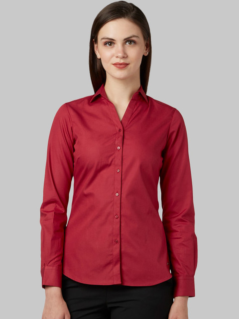 

Park Avenue Woman Red Opaque Formal Shirt
