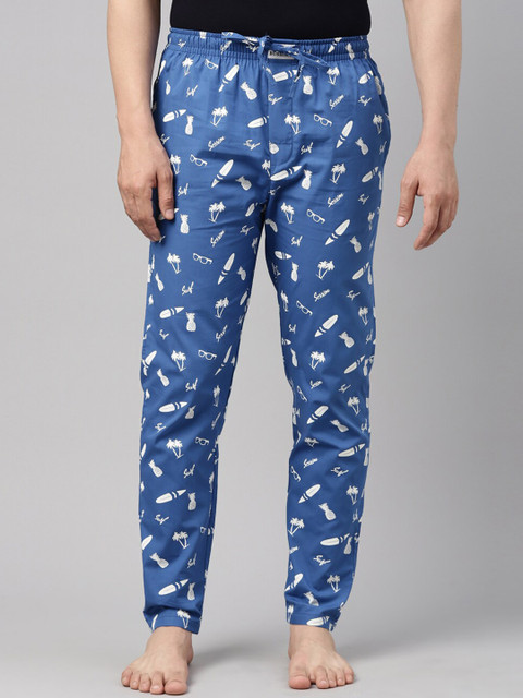

Bushirt Men Blue Printed Pure Cotton Lounge Pants