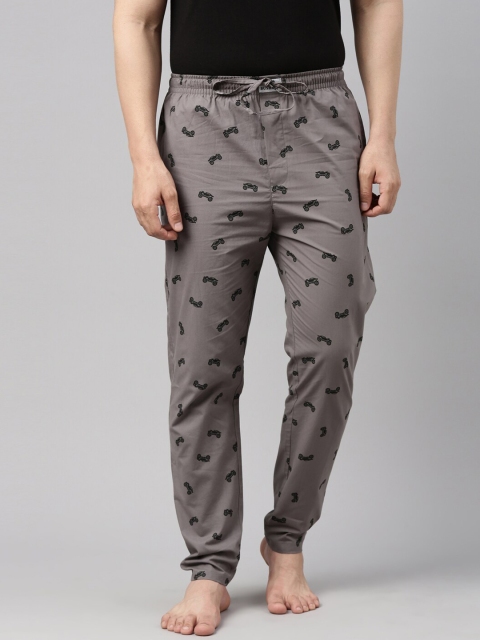 

Bushirt Men Grey Printed Pure Cotton Lounge Pants