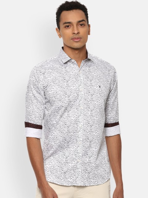 

V Dot Men White & Black Slim Fit Opaque Pure Cotton Printed Casual Shirt
