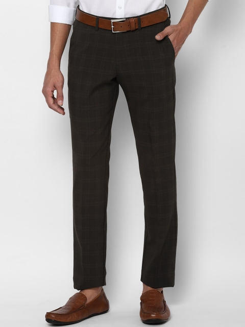 

Allen Solly Men Charcoal Grey Checked Slim Fit Trousers