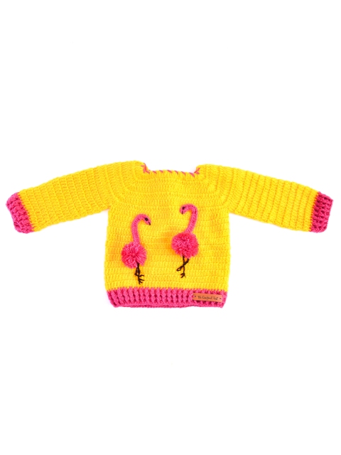 

The Original Knit Unisex Kids Yellow & Pink Cable Knit Pullover