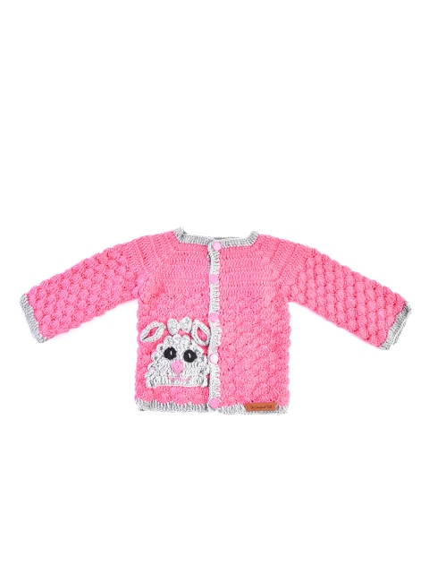 

The Original Knit Unisex Kids Pink & Grey Cable Knit Cardigan