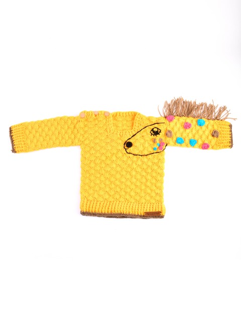 

The Original Knit Unisex Kids Yellow & Pink Cable Knit Pullover