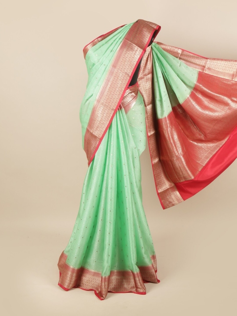 

Pothys Green & Red Woven Design Pure Silk Saree