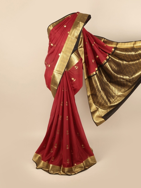 

Pothys Maroon & Black Woven Design Pure Mysore Silk Saree