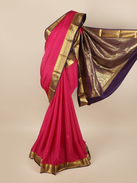 

Pothys Pink & Purple Zari Pure Silk Mysore Silk Saree