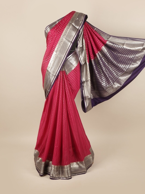 

Pothys Pink & Violet Woven Design Zari Pure Silk Saree