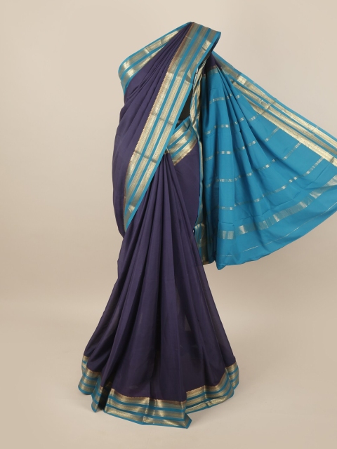 

Pothys Blue & Gold-Toned Zari Pure Silk Saree