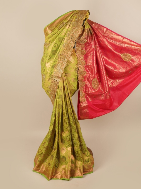 

Pothys Green & Pink Woven Design Zari Pure Silk Saree