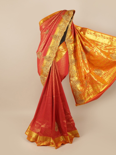 

Pothys Red & Orange Woven Design Pure Silk Saree