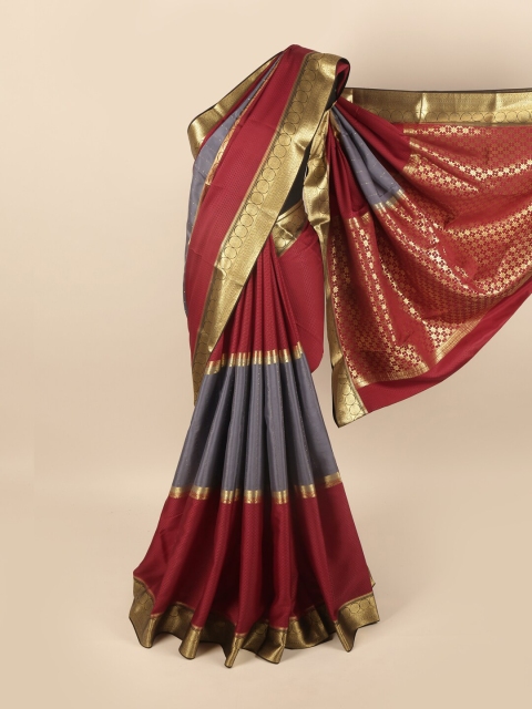 

Pothys Maroon & Purple Woven Design Zari Pure Silk Saree