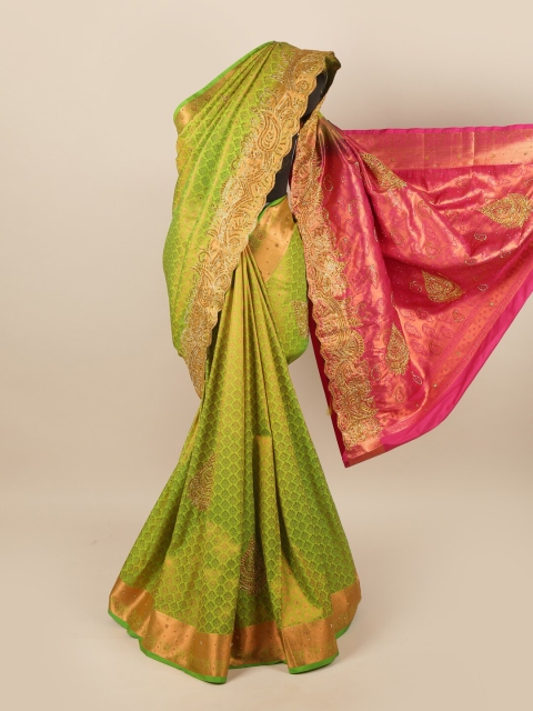 

Pothys Green & Magenta Woven Design Zari Pure Silk Saree