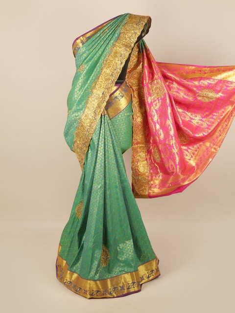 

Pothys Green & Magenta Woven Design Pure Silk Saree
