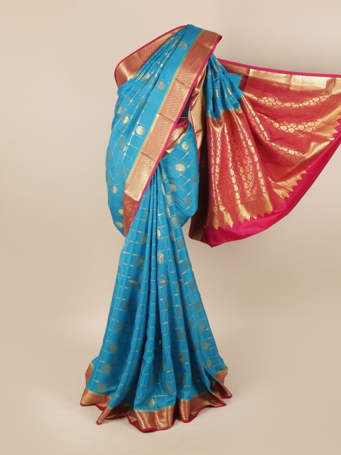 

Pothys Blue & Pink Woven Design Zari Pure Silk Saree