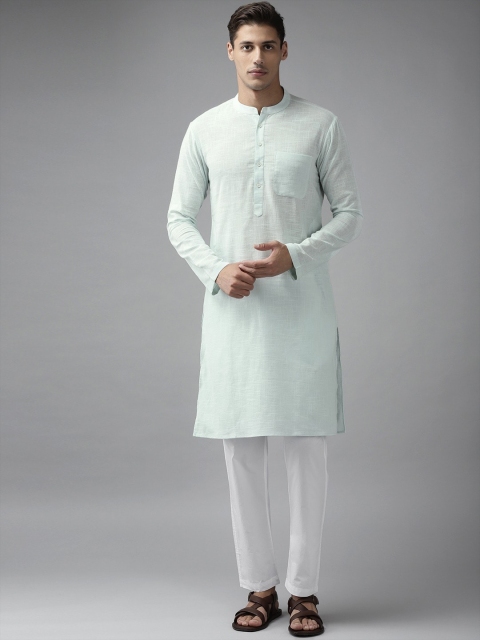 

See Designs Men White Yoke Design Yoke Design Thread Work Kurta