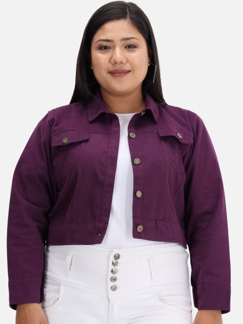 

FurryFlair Women Magenta Crop Tailored Cotton Jacket