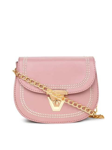 

LEGAL BRIBE Pink Colourblocked PU Structured Sling Bag