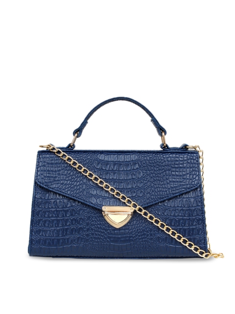 

LEGAL BRIBE Blue Animal Textured PU Structured Satchel