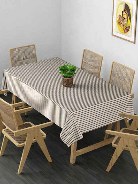 

Clasiko Beige & Brown Striped 6-Seater Pure Cotton Table Cover