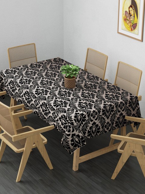 

Clasiko Grey & Black Printed Pure Cotton Rectangular 6-Seater Table Cover