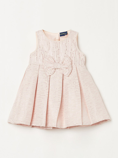 

Juniors by Lifestyle Pink Printed Bow Embellished Fit & Flared Dress