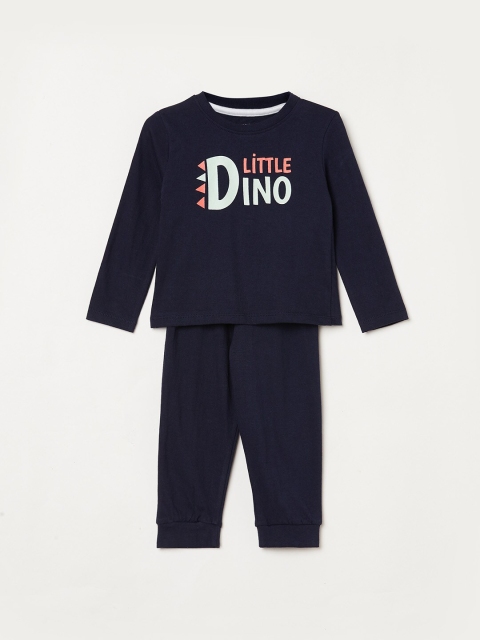 

Juniors by Lifestyle Boys Navy Blue & Pink Printed Pure Cotton T-shirt with Pyjamas