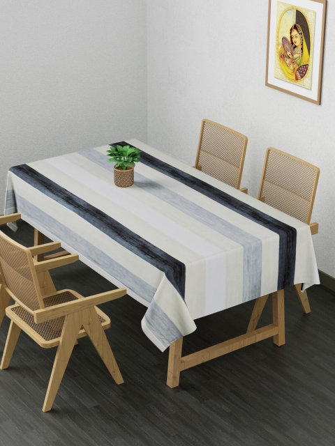 

Clasiko Black & Grey Striped 4-Seater Pure Cotton Rectangular Table Cover