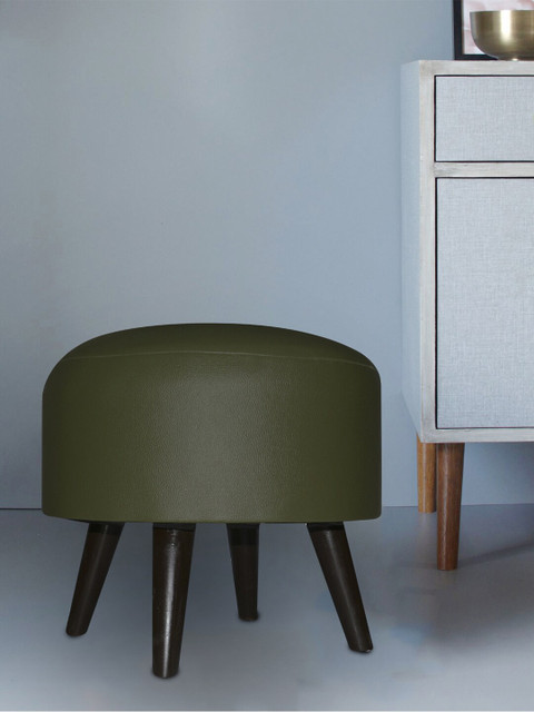

nestroots Green Round Shape Wooden Storage Ottoman